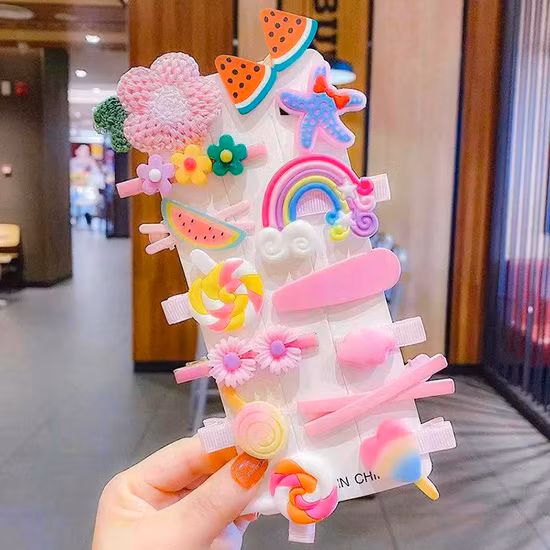 14 PCS/Set Cute Child Barrettes Kid Hairgrips Hair Clip Accessories Gift Set Girl Cartoon Pattern Hair Clip Set