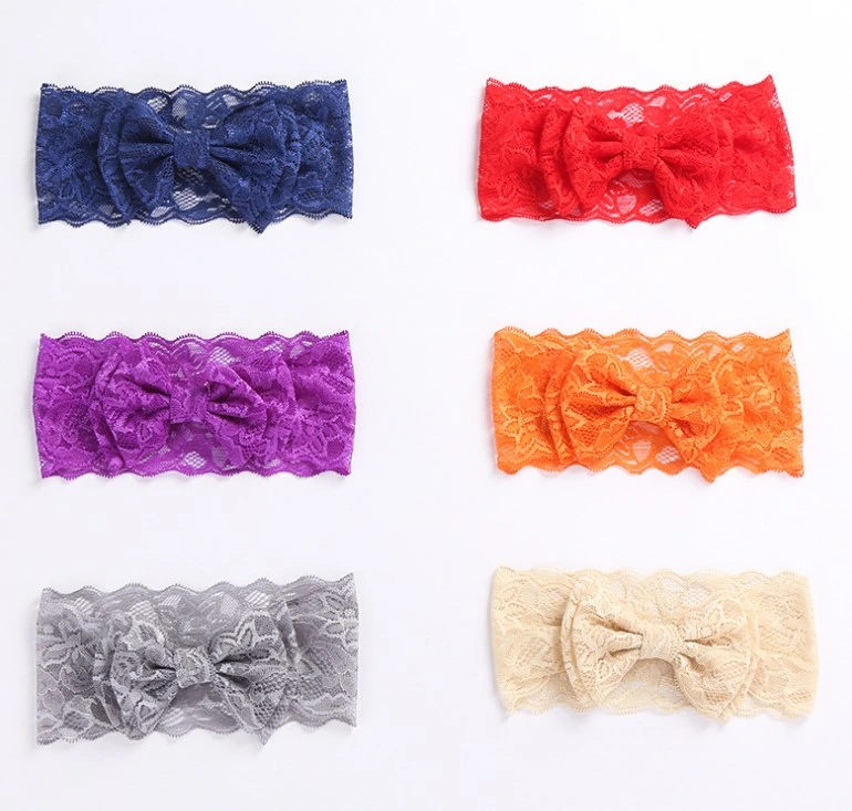 Double Lace Bowknot Baby Hairband Girls Simple Fashion Headscarf Birthday Party Hair Accessories