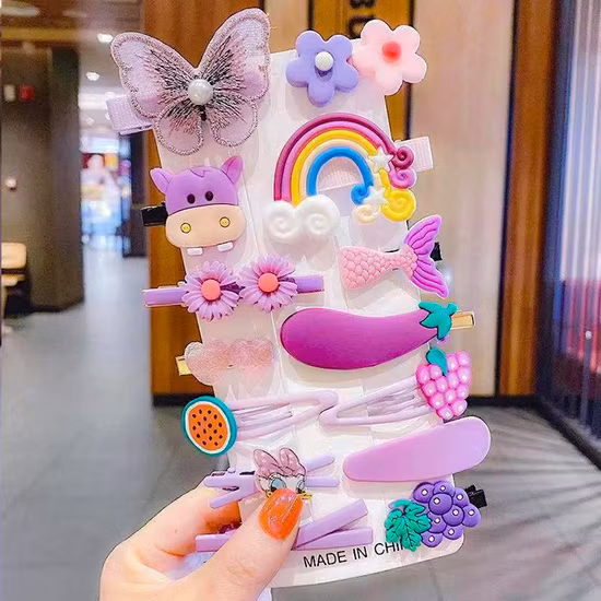 14 PCS/Set Cute Child Barrettes Kid Hairgrips Hair Clip Accessories Gift Set Girl Cartoon Pattern Hair Clip Set