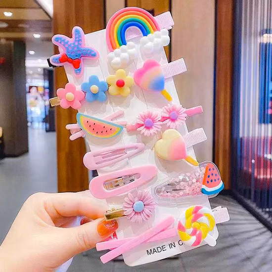 14 PCS/Set Cute Child Barrettes Kid Hairgrips Hair Clip Accessories Gift Set Girl Cartoon Pattern Hair Clip Set