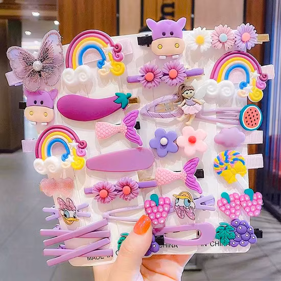 14 PCS/Set Cute Child Barrettes Kid Hairgrips Hair Clip Accessories Gift Set Girl Cartoon Pattern Hair Clip Set