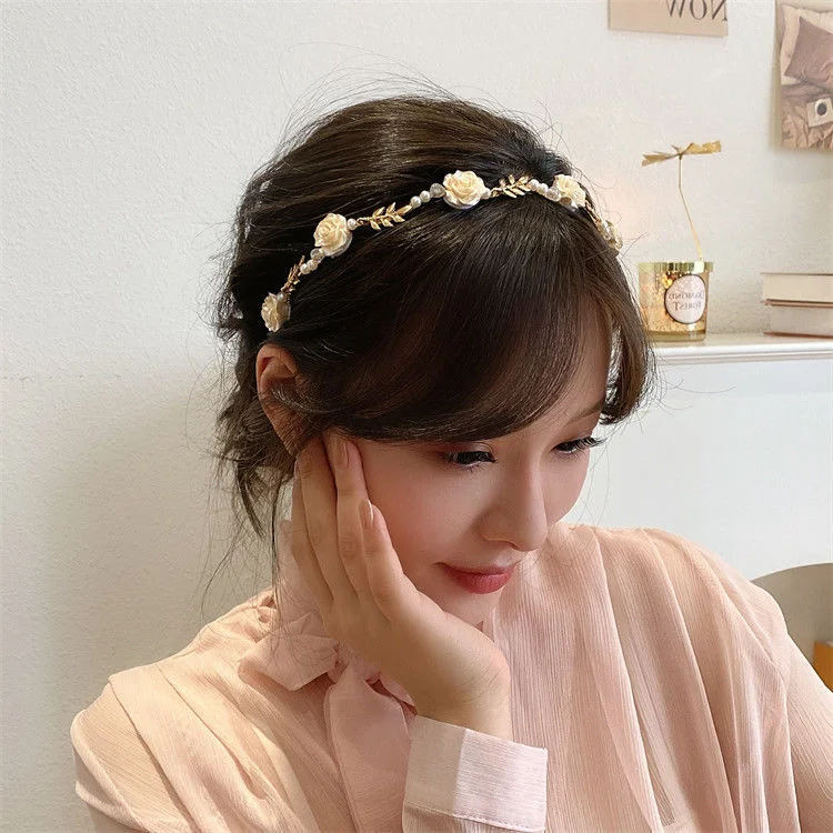 Rose Pearl Headband French Vintage High Fashion Hair Pin Hair Hoop