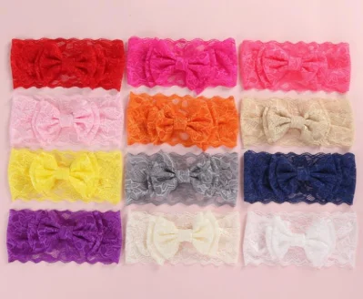 더블 레이스 Bowknot 아기 Hairband 여자 간단한 패션 Headscarf 생일 파티 헤어 액세서리